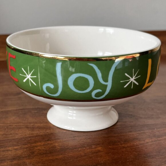 Anthropologie Danielle Kroll Making Spirits Bright Nut Bowl Christmas Love Joy - Picture 1 of 11